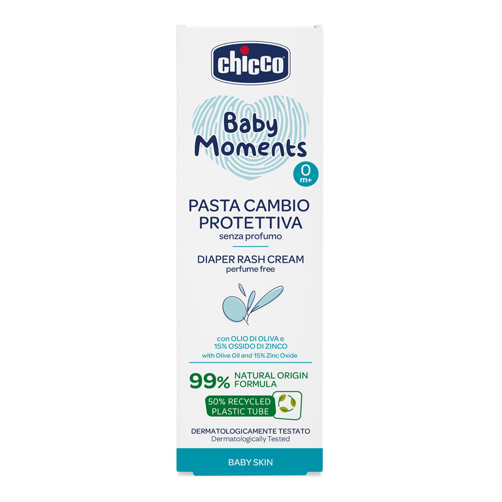 CHICCO Krém na detský zadoček Baby Moments bez parfému s 99% prírodných zložiek 100ml