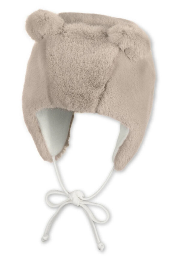 STERNTALER Čiapka zimná kožušina s uškami na zaväzovanie beige uni  veľ. 45 cm- 6-9 m