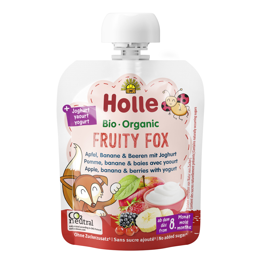 HOLLE Bio-Organic Fruity Fox ovocné pyré s jogurtom 85 g (8m+)